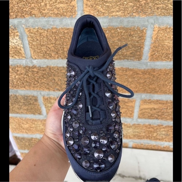 ASH
MIDNIGHT 'MUSE BEADS' EMBELLISHED
LACE AND SATIN SNEAKERS 37/7 - Picture 7 of 14